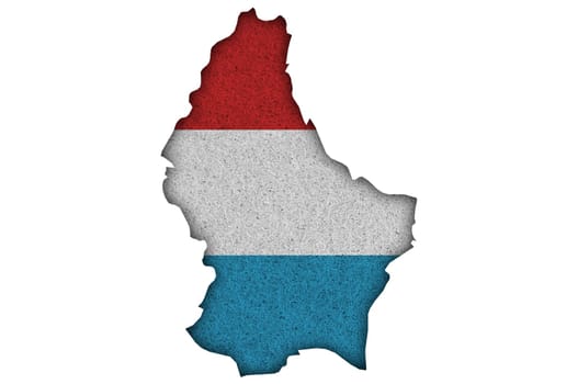 Map and flag of Luxembourg on felt
