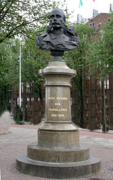 The bust of Prince Henry of the Netherlands in Amsterdam.