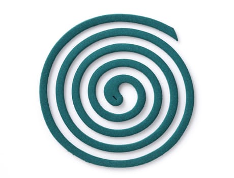 Classic green mosquito coil isolated on white background
