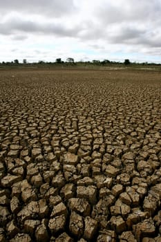 vitoria da conquist, bahia / brazil - october 28, 2011: dry land in a place where a weir worked in the rural area of the city of Vitoria da Conquista.