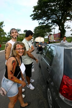 ilheus, bahia / brazil - march 23, 2012: university students participate in a prank of freshmen at the Universidade Estadual Santa Cruz (Uesc) in the city of Ilheus, in the south of Bahia.