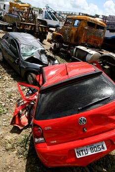 itabuna, bahia / brazil - january 26, 2012: vehicles involved in an accident with death are seen in the deposit of the Federal Highway Police on highway BR 101 in the city of Itabuna.