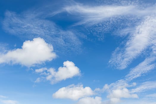 White fluffy clouds in the blue sky, Fantastic soft white clouds against blue sky