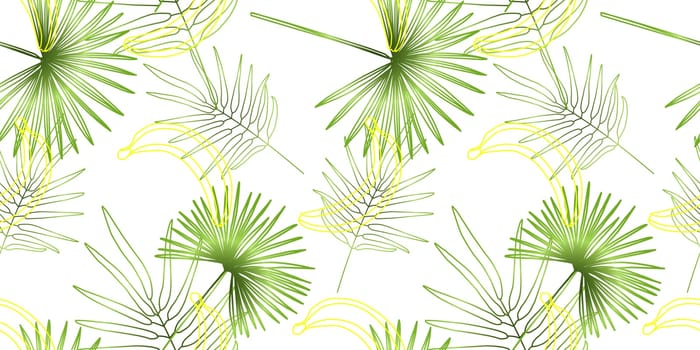 Summer print of exotic plants jungle tropical palm leaves. Geometric Pattern Seamless Floral Vector White Background Nature Wallpaper Trendy modern pattern. Fabric and textile design. bed linen.
