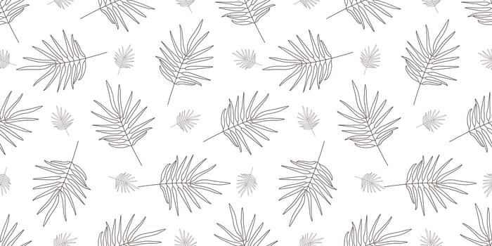Summer print of exotic plants jungle tropical palm leaves. Pattern, seamless floral vector on a black white background.Nature wallpaper. Trendy modern pattern.
