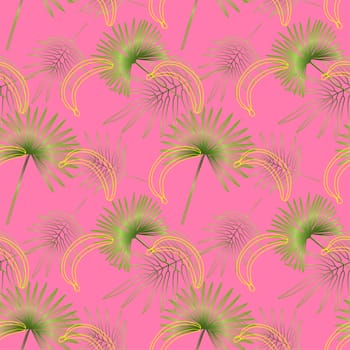Summer print of exotic plants jungle tropical leaves, pattern, seamless floral vector on a light background.Nature wallpaper. Trendy modern pattern. Fabric and textile design. Print for bed linen.