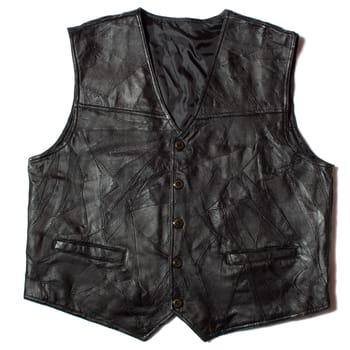 Real leather mens waistcoat on white background