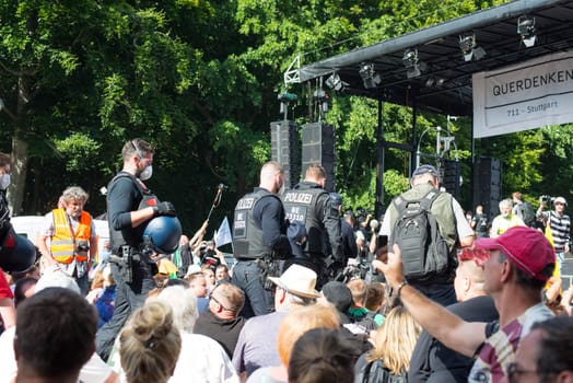 Demonstration in Berlin, Germany on the 1.8.2020, protest against corona regulations, street 17. June, Brandenburg Gate