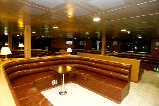 salvador, bahia / brazil - october 1, 2014: Passenger cabin of the Dorival Caymmi Ferry Boat, vessel that crosses the Baia de Todos os Santos from Salvador to Ilha de Itaparica..