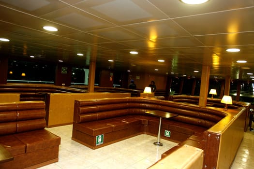 salvador, bahia / brazil - october 1, 2014: Passenger cabin of the Dorival Caymmi Ferry Boat, vessel that crosses the Baia de Todos os Santos from Salvador to Ilha de Itaparica..