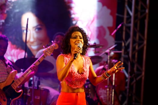 salvador, bahia / brazil - october 1, 2014: singer Ana Mametto is seen during a performance at Parque Costa Azul in the city of Salvador.