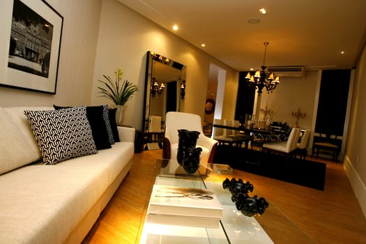 salvador, bahia / brazil - october 8, 2014: view of the living room environment of an apartment in the city of Salvador.
