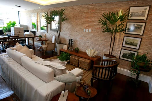 salvador, bahia / brazil - december 26, 2014: Decorated environment for a living room in a beach house. The place is on display in the city of Salvador...