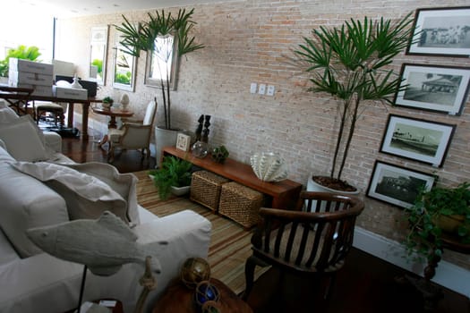 salvador, bahia / brazil - december 26, 2014: Decorated environment for a living room in a beach house. The place is on display in the city of Salvador...