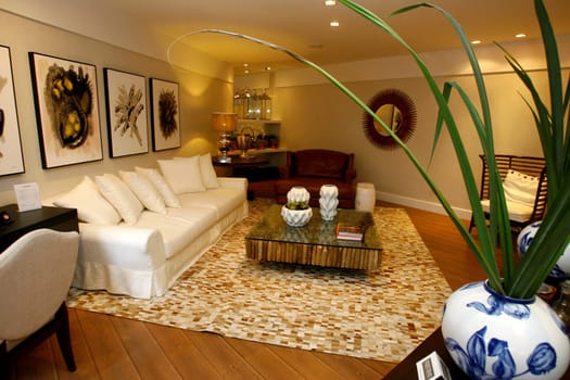 salvador, bahia / brazil - october 8, 2014: view of the living room environment of an apartment in the city of Salvador.