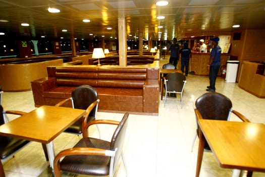 salvador, bahia / brazil - october 1, 2014: Passenger cabin of the Dorival Caymmi Ferry Boat, vessel that crosses the Baia de Todos os Santos from Salvador to Ilha de Itaparica..