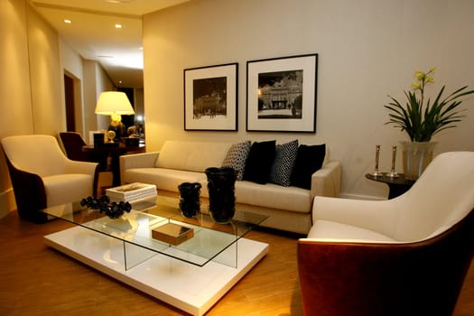 salvador, bahia / brazil - october 8, 2014: view of the living room environment of an apartment in the city of Salvador.