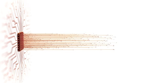 Artificial intelligence. Microchip connections, electric pulses and binary codes.