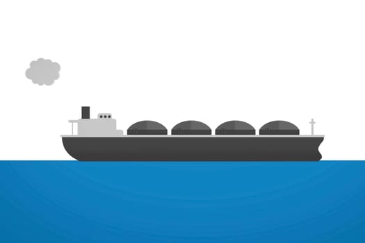 Transportation of liquefied gas on a tanker. Illustration of the hydrocarbon transportation scheme.