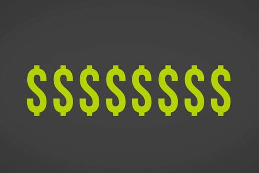 The symbol of dollars on a gray background. dollar sign.