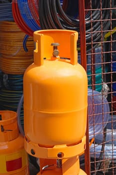 Orange gas cylinder for home use