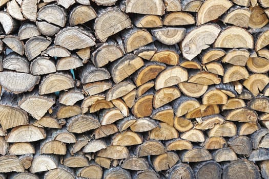 Big bunch of split wood for winter