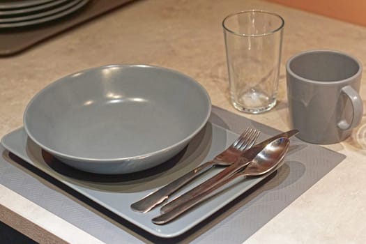 Dining table setup for one at home