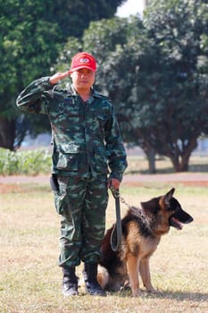 THAILAND- DECEMBER 18: Training Dogs of War, Thailand's Army on December 18, 2014 in Saraburi, Thailand.