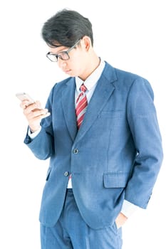 Young asian business men portrait in suit over white background
