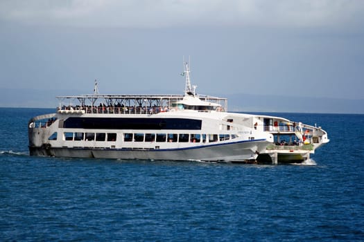 salvador, bahia / brazil - november 3, 2014: ferry boat Anna Nary is seen sailing through Baia de Todos os Santos during crossing from Ilha de Itaparica to the city of Salvador...