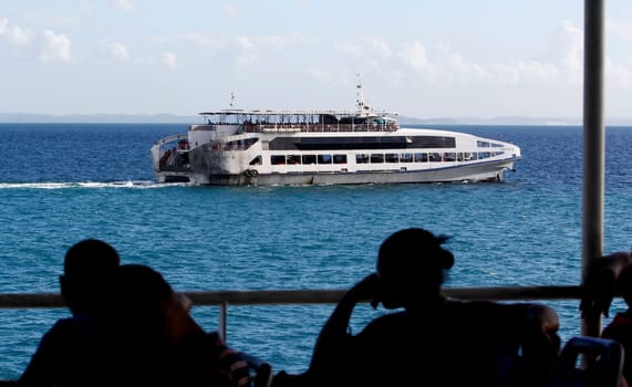 salvador, bahia / brazil - november 3, 2014: ferry boat Anna Nary is seen sailing through Baia de Todos os Santos during crossing from Ilha de Itaparica to the city of Salvador...