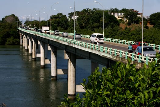ilhues, bahia / brazil - july 8, 2011: view of the Lomanto Junho bridge, a structure that connects the Pontal neighborhood to the city center of Ilheus, in southern Bahia.