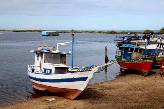 santa cruz cabralia, bahia / brazil - january 14, 2008: fishing boats are seen in port in the city of Santa Cruz Cabralia.