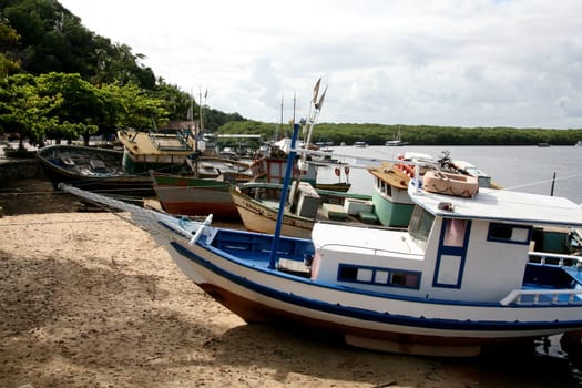 santa cruz cabralia, bahia / brazil - january 14, 2008: fishing boats are seen in port in the city of Santa Cruz Cabralia.