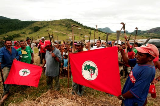 itamaraju, bahia / brazil - december 15, 2009: member of the Landless Movement - MST - are seen during the occupation of a farm invaded in the rural area of the municipality of Itamaraju.