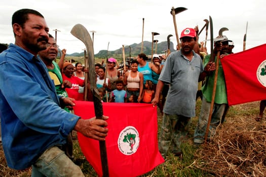itamaraju, bahia / brazil - december 15, 2009: member of the Landless Movement - MST - are seen during the occupation of a farm invaded in the rural area of the municipality of Itamaraju.