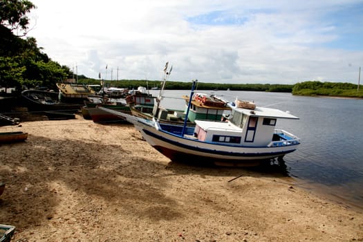 santa cruz cabralia, bahia / brazil - january 14, 2008: fishing boats are seen in port in the city of Santa Cruz Cabralia.