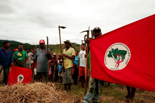 itamaraju, bahia / brazil - december 15, 2009: member of the Landless Movement - MST - are seen during the occupation of a farm invaded in the rural area of the municipality of Itamaraju.