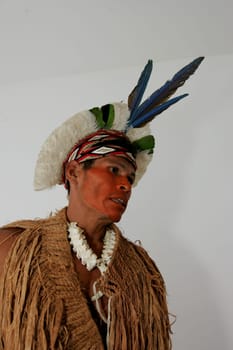 porto Seguro, bahia / brazil - february 4, 2011: indians of Pataxo ethnicity are seen during protest at the National Health Foundation in the city of Porto Seguro.