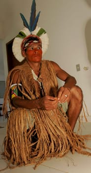porto Seguro, bahia / brazil - february 4, 2011: indians of Pataxo ethnicity are seen during protest at the National Health Foundation in the city of Porto Seguro.