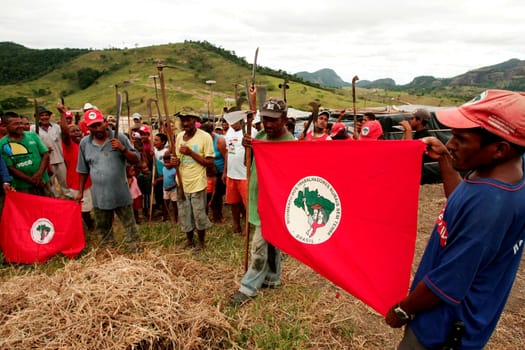 itamaraju, bahia / brazil - december 15, 2009: member of the Landless Movement - MST - are seen during the occupation of a farm invaded in the rural area of the municipality of Itamaraju.