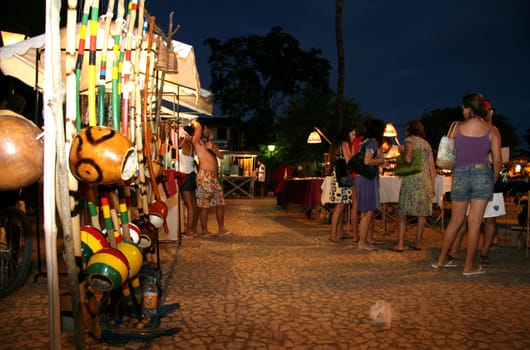 Porto Seguro, Bahia / Brazil - January 3, 2008: handicraft fair in the district of Arraial D'Ajuda in the city of Porto Seguro.