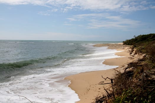 porto seguro, bahia / brazil - january 15, 2008: Deserted beach in the district of Trancoso in the city of Porto Seguro, in the south of Bahia.