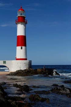 salvador, bahia / brazil - september 4, 2013: view of the lighthouse of Itapua or lighthouse of Ponta de Itapua in the city of Salvador, Bahia.