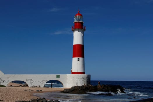 salvador, bahia / brazil - september 4, 2013: view of the lighthouse of Itapua or lighthouse of Ponta de Itapua in the city of Salvador, Bahia.
