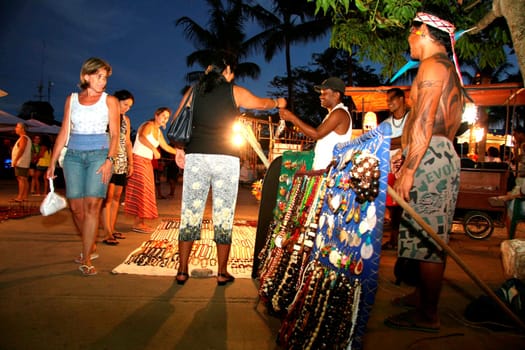 Porto Seguro, Bahia / Brazil - January 3, 2008: handicraft fair in the district of Arraial D'Ajuda in the city of Porto Seguro.