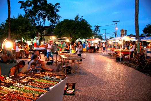 Porto Seguro, Bahia / Brazil - January 3, 2008: handicraft fair in the district of Arraial D'Ajuda in the city of Porto Seguro.