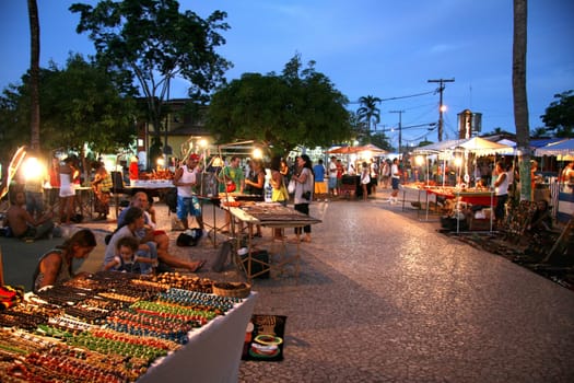 Porto Seguro, Bahia / Brazil - January 3, 2008: handicraft fair in the district of Arraial D'Ajuda in the city of Porto Seguro.