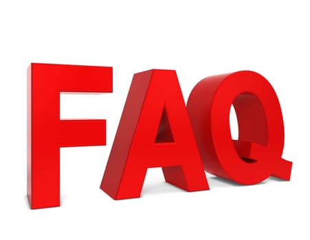 Faq text. 3d illustration isolated on white background
