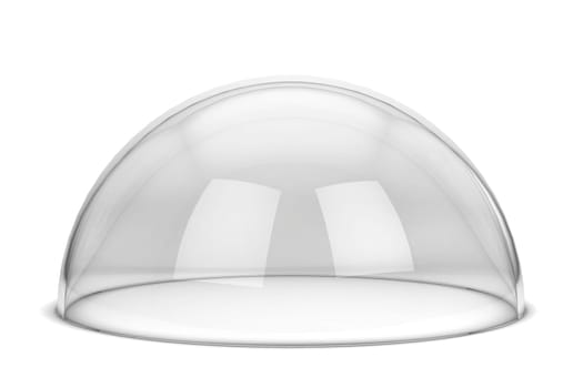 Glass hemisphere. 3d illustration isolated on white background